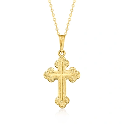 Shop Canaria Fine Jewelry Canaria 10kt Yellow Gold Budded Cross Pendant Necklace
