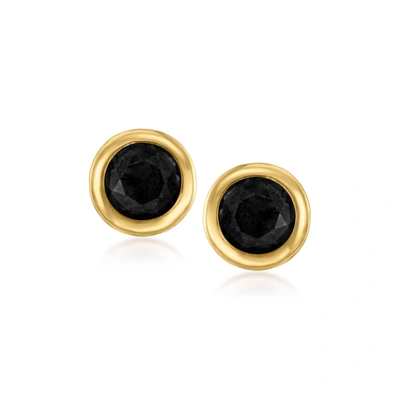 Shop Canaria Fine Jewelry Canaria Bezel-set Black Onyx Stud Earrings In 10kt Yellow Gold