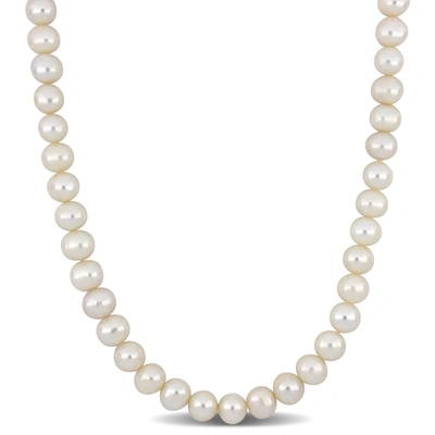Mimi & Max 9-9.5mm Off-round Freshwater Cultured Men's Pearl Necklace With Large Sterling Silver Lobster Clasp In Silver