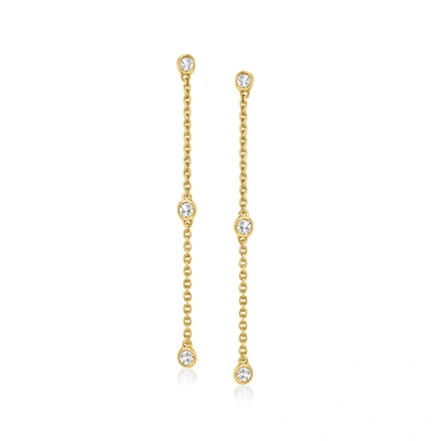 Shop Canaria Fine Jewelry Canaria Bezel-set Diamond Station Drop Earrings In 10kt Yellow Gold In Silver