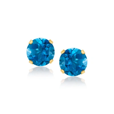 Shop Canaria Fine Jewelry Canaria London Blue Topaz Martini Stud Earrings In 10kt Yellow Gold