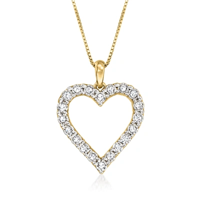 Ross-simons Diamond Heart Pendant Necklace In 18kt Gold Over Sterling In Gold
