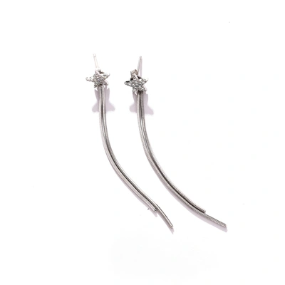 Sohi Silver Color Gold Plated Designer Stone Drop Earring For Women's In Silver