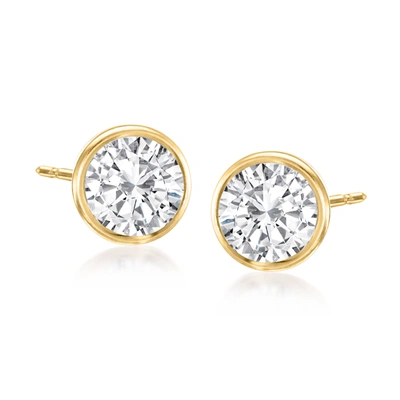 Ross-simons Bezel-set Diamond Stud Earrings In 14kt Yellow Gold In Gold