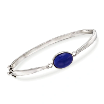 Shop Ross-simons Bezel-set Lapis Bangle Bracelet In Sterling Silver In Blue