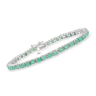 Shop Ross-simons 6.60- Emerald Tennis Bracelet In Sterling Silver In Green