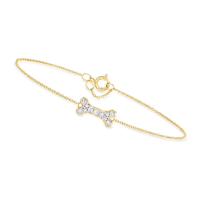 Shop Canaria Fine Jewelry Canaria Diamond Bone Bracelet In 10kt Yellow Gold In Silver