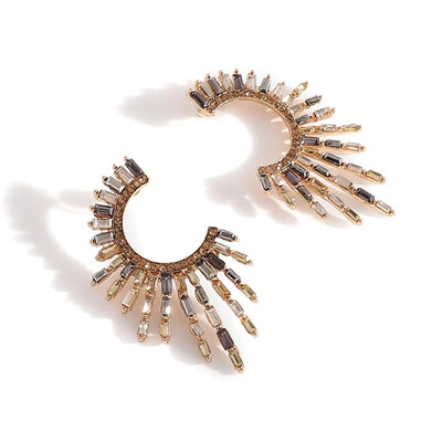 Sohi Gold Color Designer Stone Studed Ear Cuffs For Women's In Silver