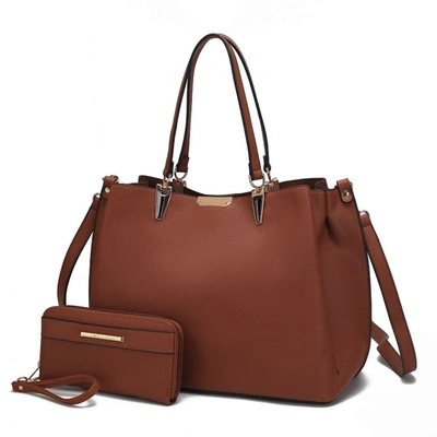 Shop Mkf Collection By Mia K Kane Vegan Leather Satchel Handbag - With Wallet In Brown