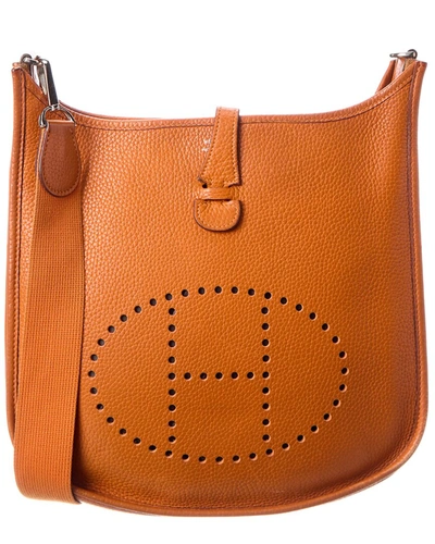 Shop Hermes Orange Taurillon Leather Evelyne Ii Pm (authentic )