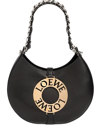 Shop Loewe Joyce Leather Top Handle Bag, Black