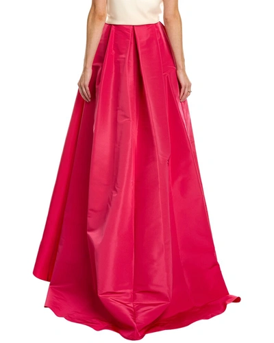 Shop Carolina Herrera Button Front Ball Silk Midi Skirt In Red