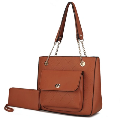 Shop Mkf Collection By Mia K Jenna Shoulder Bag And Wallet- 2 Pieces In Brown