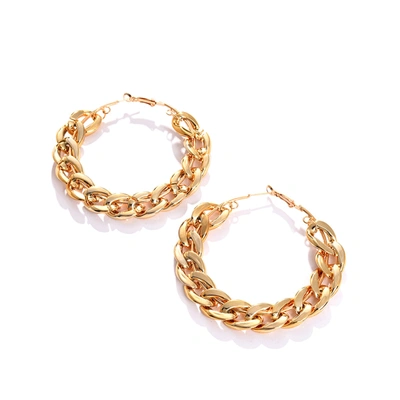 Sohi Women Gold Plated Designer Hoop Earring In Gold