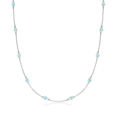 Ross-simons Bezel-set Swiss Blue Topaz Station Necklace In Sterling Silver In Blue