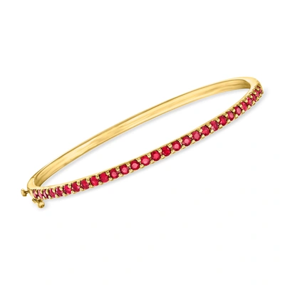 Shop Ross-simons Ruby Bangle Bracelet In 18kt Gold Over Sterling In Red