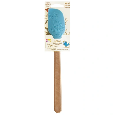 Shop Talisman Designs Laser Etched Beechwood Mini Silicone Spatula, Nature Collection In Blue