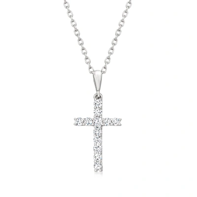 Ross-simons Diamond Cross Pendant Necklace In Sterling Silver In Silver