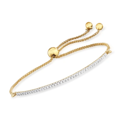 Shop Ross-simons Diamond Curved Bar Bolo Bracelet In 18kt Gold Over Sterling In White