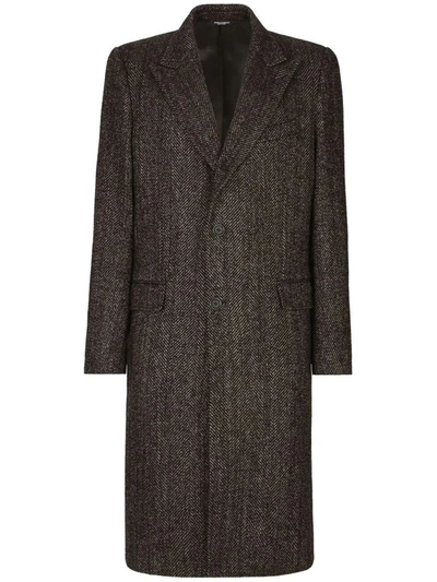 Shop Dolce & Gabbana Single-breasted Coat In Grey