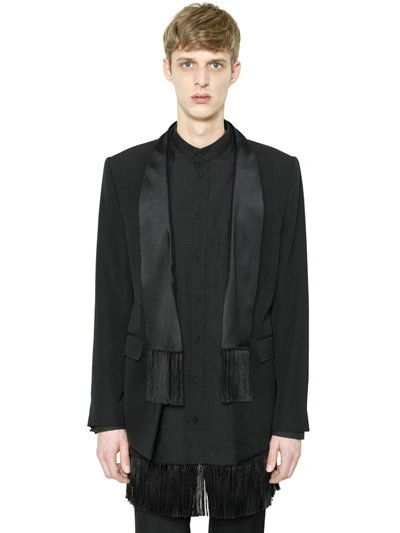 Shop Givenchy Silk Satin Scarf Grain De Poudre Jacket In Black
