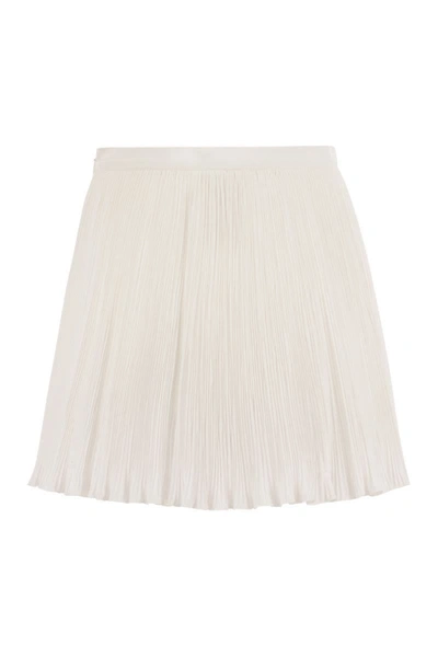 Shop Red Valentino Pleated Cotton-blend Shorts In White