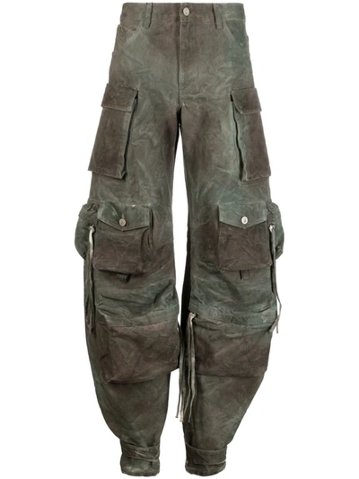 Shop Attico The  Jeans In Stained Green Camouflage