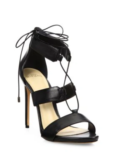 Alexandre Birman Leather Lace-up Sandals In Black