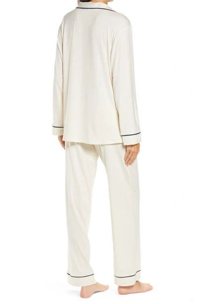 Shop Eberjey Gisele Jersey Knit Pajamas In Ivory/ Navy