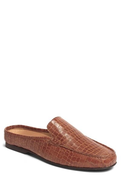 Shop Carlos Santana Hades Croc Embossed Leather Mule In Tan