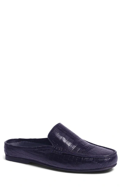 Shop Carlos Santana Hades Croc Embossed Leather Mule In Navy