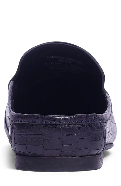 Carlos Santana Hades Croc Embossed Leather Mule In Navy