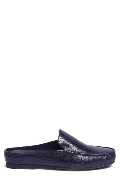 Shop Carlos Santana Hades Croc Embossed Leather Mule In Navy