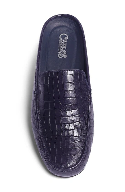 Shop Carlos Santana Hades Croc Embossed Leather Mule In Navy