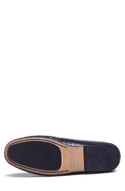 Carlos Santana Hades Croc Embossed Leather Mule In Navy