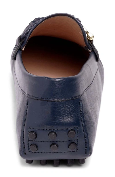 Carlos Santana Malone Woven Leather Driver In Navy Blue