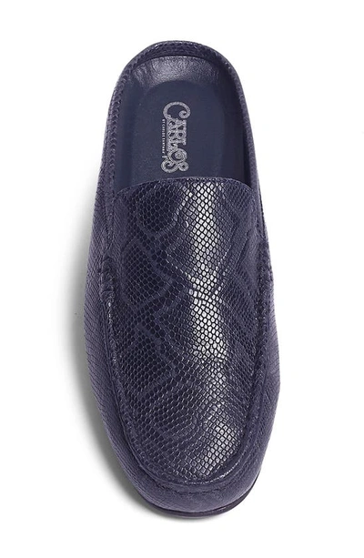 Carlos Santana Hector Snake Embossed Leather Mule In Navy