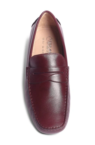 Carlos Santana Ritchie Pebbled Leather Driver In Burgundy