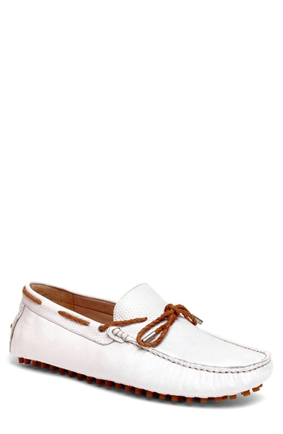Shop Carlos Santana Mesa Perforated Leather Driver In White