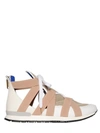 VIONNET 20MM ELASTIC & LEATHER HIGH TOP SNEAKERS, WHITE/NUDE