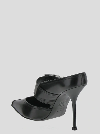 Shop Alexander Mcqueen With Heel In <p> Black High Heels In Leather With Silver-toned Buckle