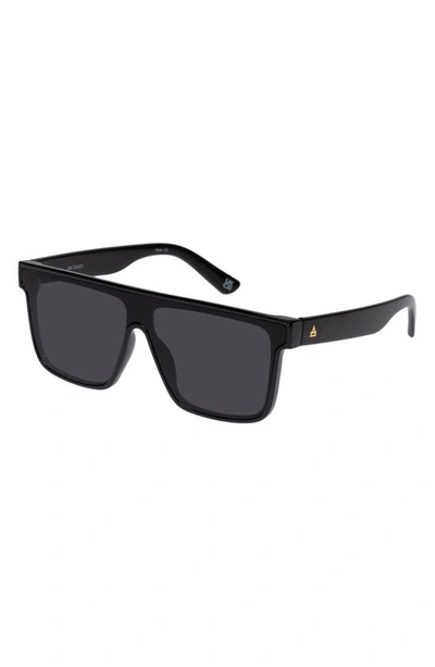 Shop Aire Ara 142mm Shield Sunglasses In Shiny Black