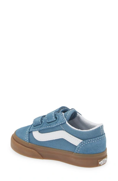 Shop Vans Kids' Old Skool V Sneaker In Blue/ True White
