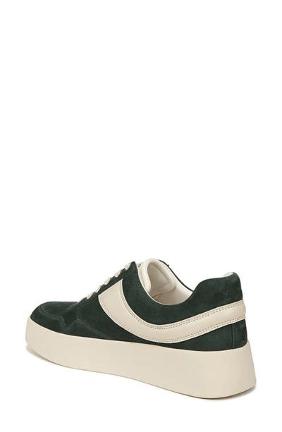 Vince Warren Mixed Leather Court Sneakers In Evergreen