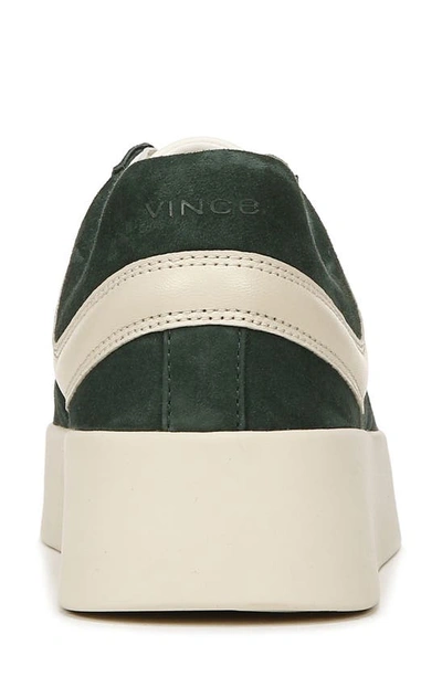 Vince Warren Mixed Leather Court Sneakers In Evergreen