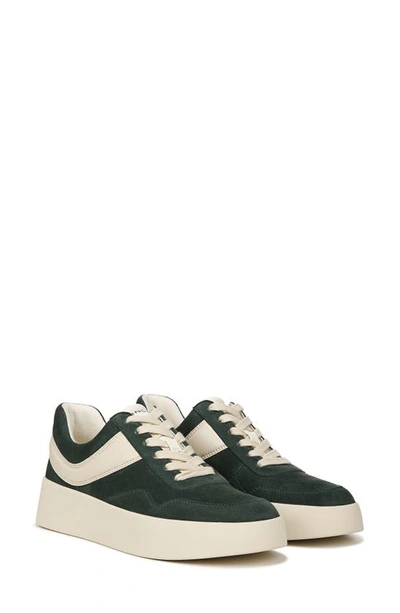 Vince Warren Mixed Leather Court Sneakers In Evergreen