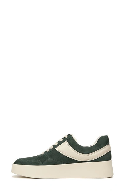 Vince Warren Mixed Leather Court Sneakers In Evergreen