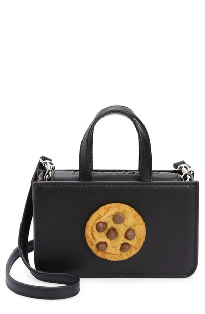Shop Puppets And Puppets Mini Cookie Leather Top Handle Bag In Black