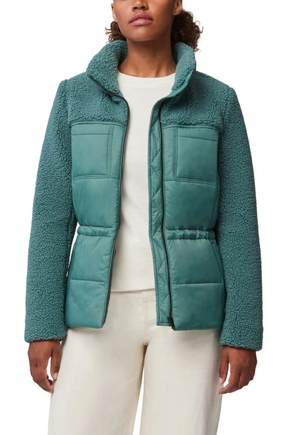 Soia & Kyo Izzie Faux Shearling Detail Puffer Coat In Spruce