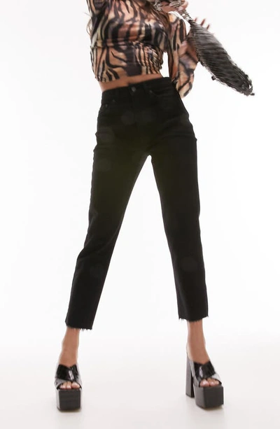 Topshop high waist raw hem straight leg hot sale jeans